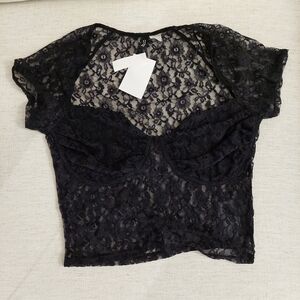 Divided Black Lace Blouse